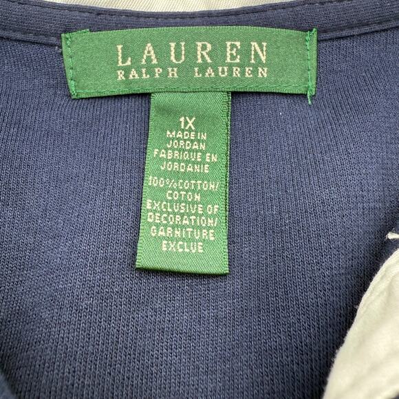 Lauren Ralph Lauren Navy Cotton Jacket Sweatshirt Gold Logo Buttons Women's 1X - Picture 5 of 10